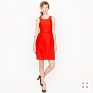 J CREW womans fit & flare dress 6 red ALLIE Sleeveless Style 13281 Wool Silk
